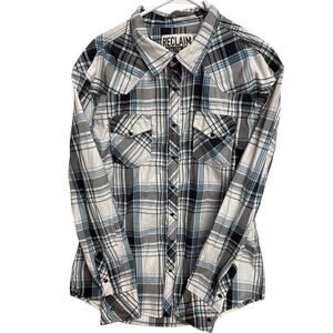 Men’s Reclaim XL Athletic Fit Long Sleeve Black Pearl Snap Button Plaid Shirt